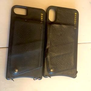 Bandolier phone cases - real leather - black